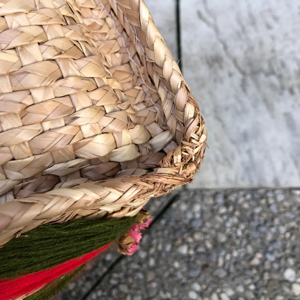 BOHO EMBROIDERED MEXICAN STAW TOTE BAG / Weekend/Picnic/Beach/Travel Bag - Picture 15 of 16
